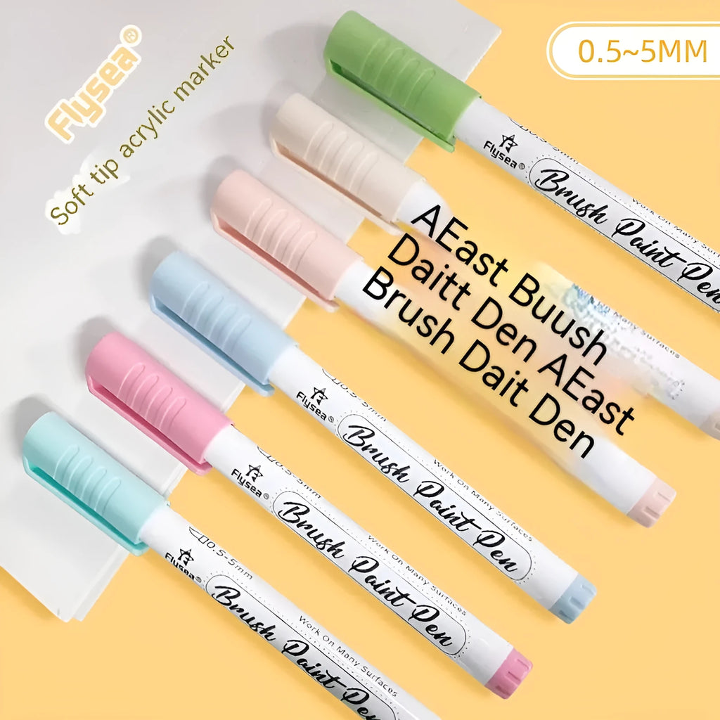 Set of soft head gouache marker pens for pressure-free hand accounting and card art in multiple colours