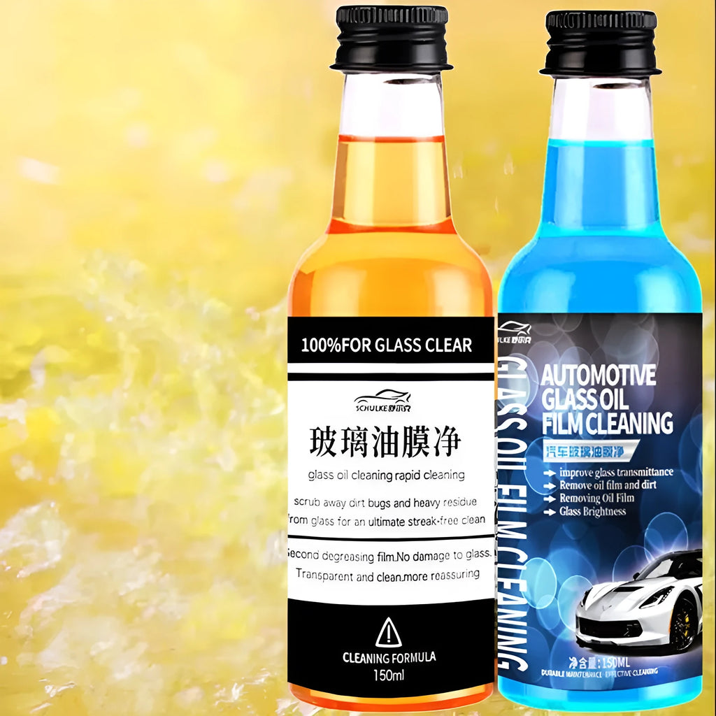Car glass oil film remover cleaner 150ml spray bottle in blue or yellow packaging