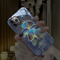 Light blue glow phone case for iPhone showing tempered glass back with TPU edge