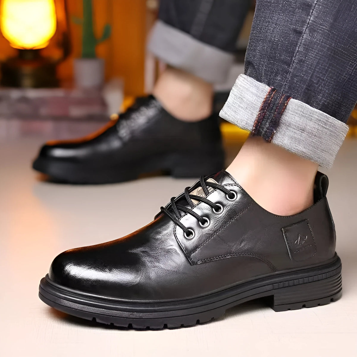 Black and brown lace-up slip-on loafers with PU upper, PVC sole, flat heel, round toe, low-cut shaft, sizes 39-44