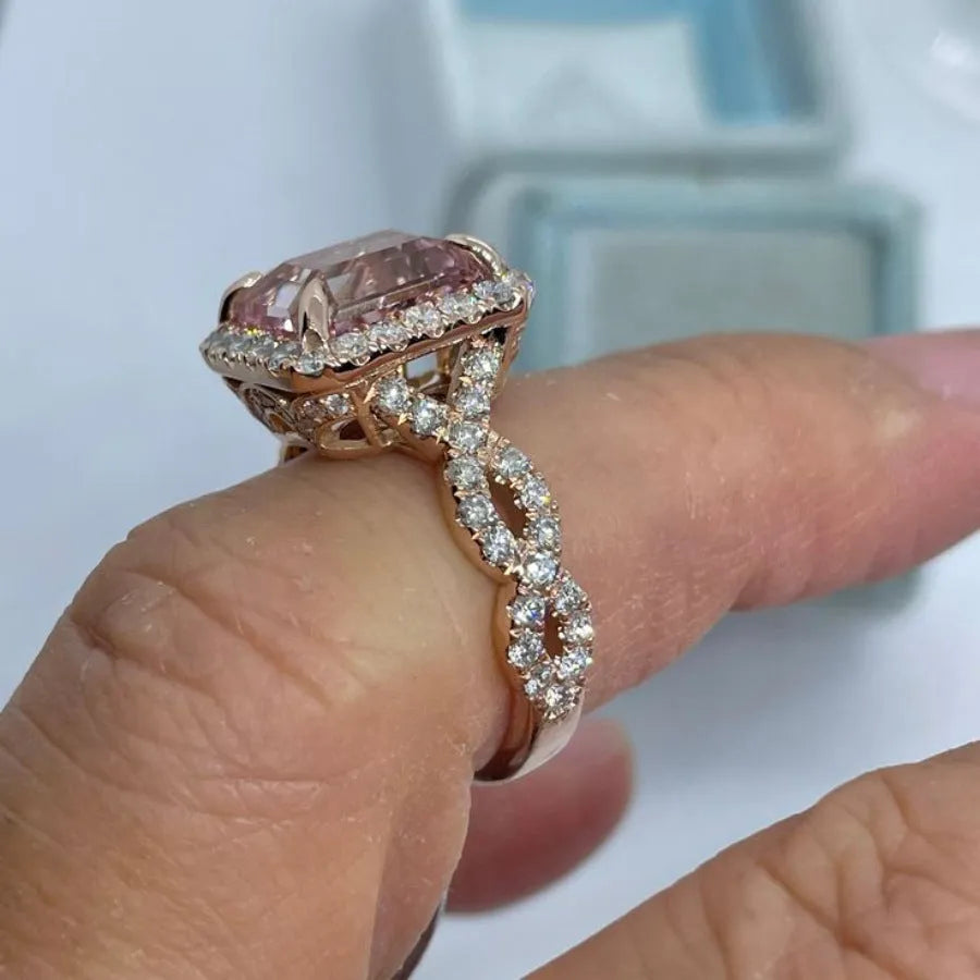 Geometric rose gold alloy fashion ring showing clean lines and electroplated finish