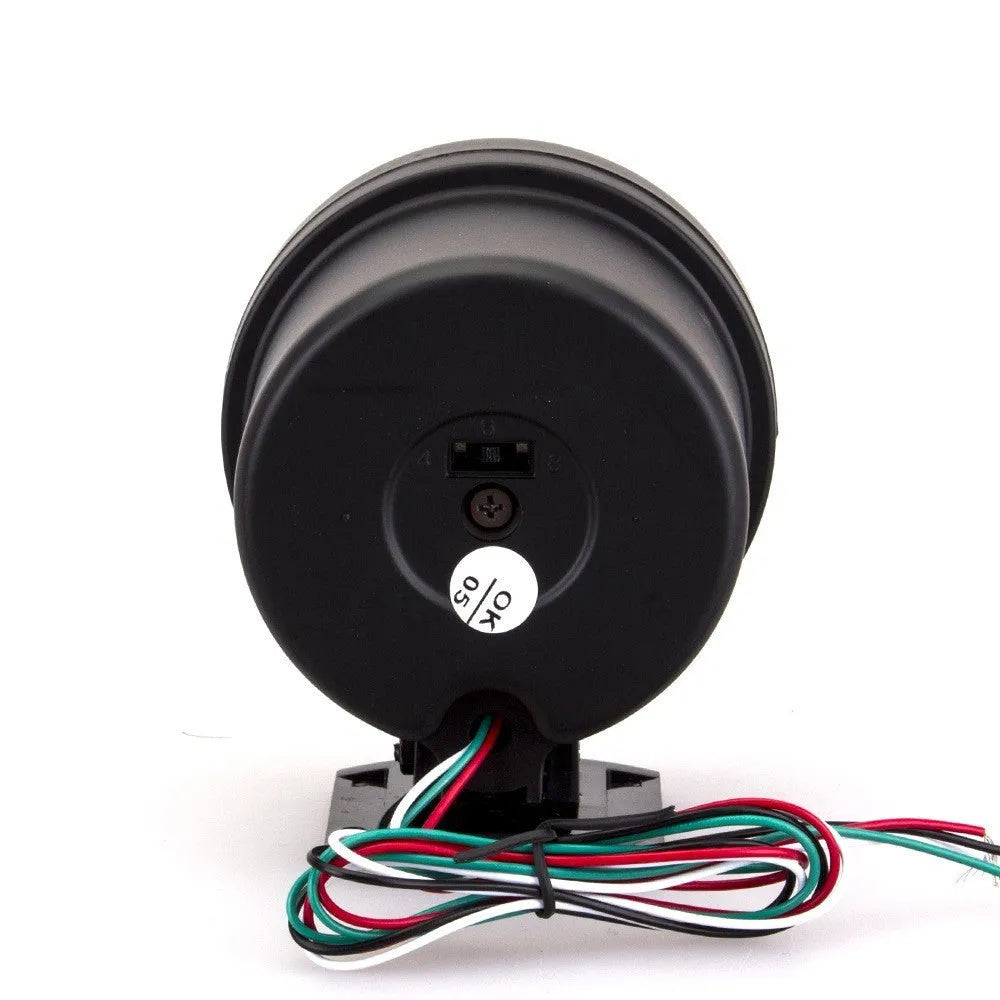 Black automotive tachometer with blue light pointer display showing 95mm diameter