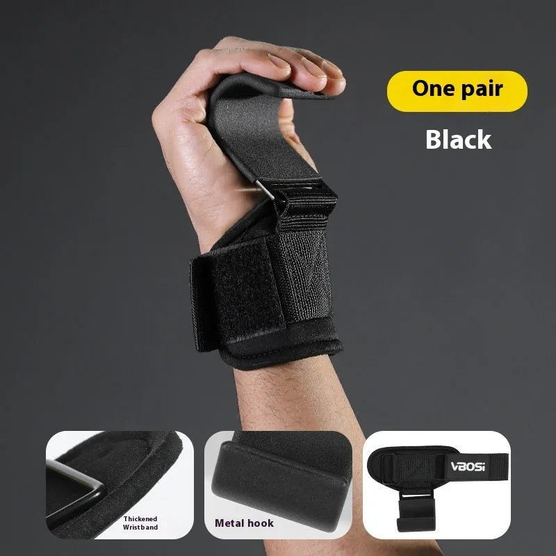 Horizontal bar pull-up power assist grip hook, black colour, one-pair package, wrist support for weightlifting
