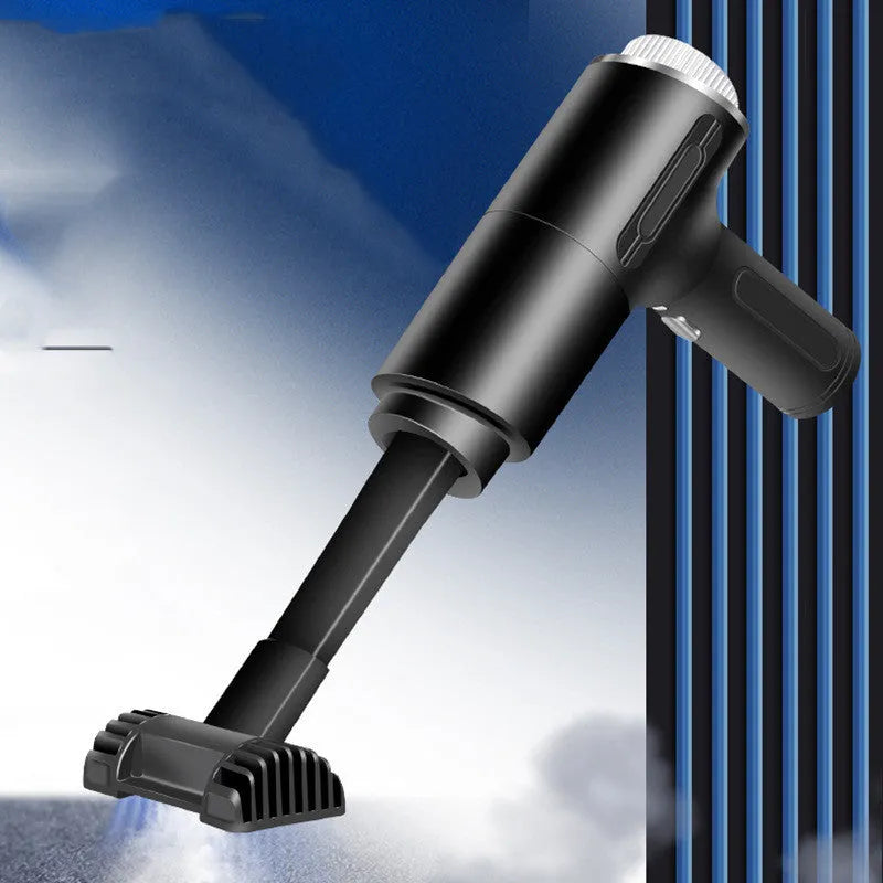 Handheld car vacuum cleaner with 9000mbar suction, 12V wired and wireless USB options, ABS body