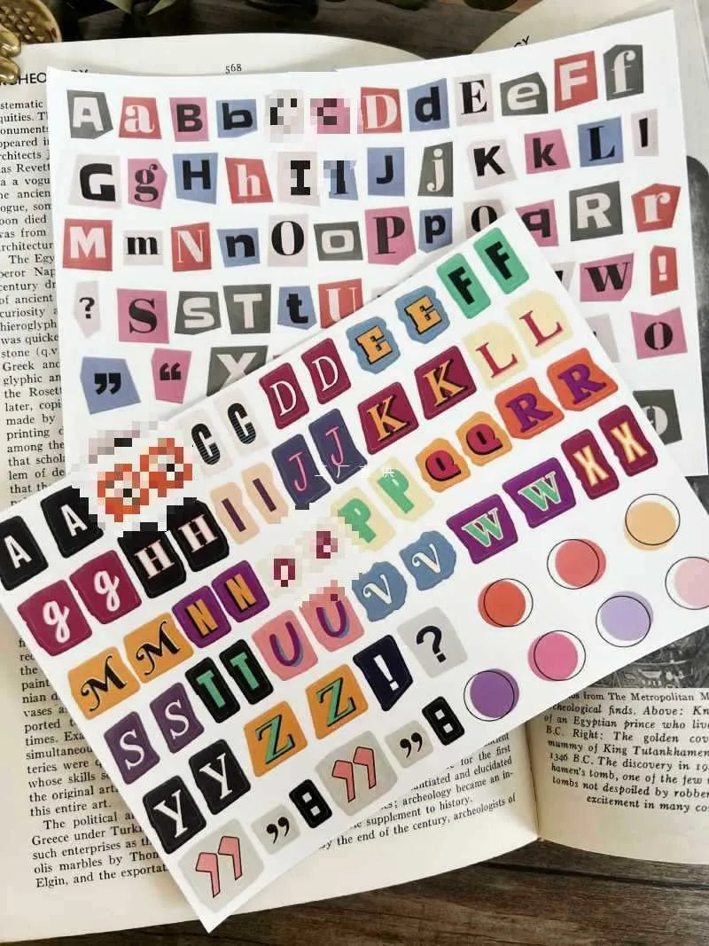 Set of cute style English letter and week word decoration stickers for planners and journals
