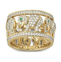 Creative elephant design alloy ring with full diamond accents in electroplated finish