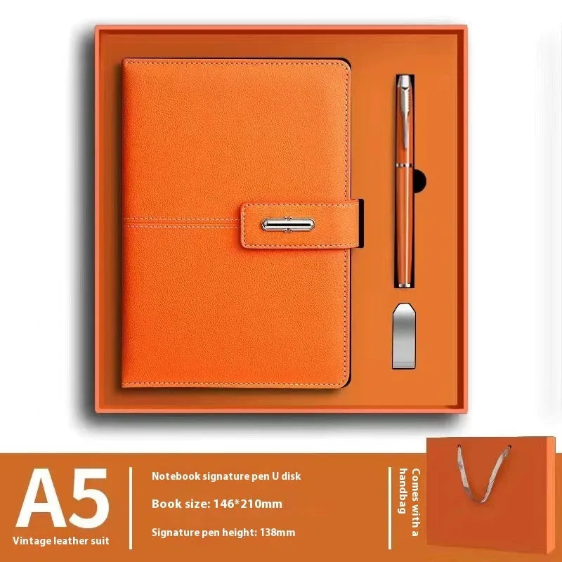 A5 notebook with PU leather cover in multiple colour options including red, green, blue and black