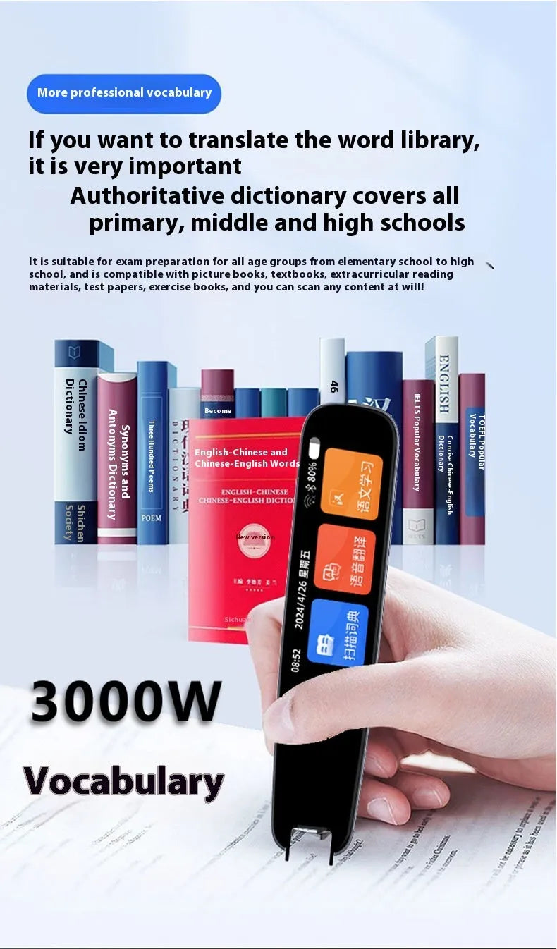 Dark grey and white talking pen for offline English scanning translation and dictionary functions