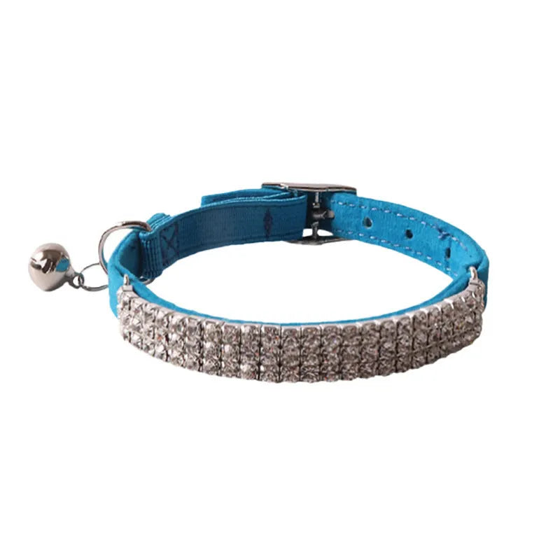 Cat collar with elastic buckle in six colour options showing flocking material texture