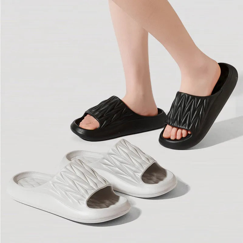 EVA household slippers with leaf texture pattern in multiple colour options