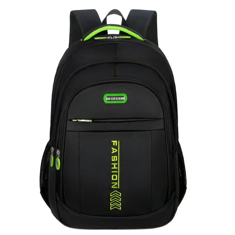 Oxford cloth capacity backpack with airpillow straps showing sewing line detailing in business travel setting