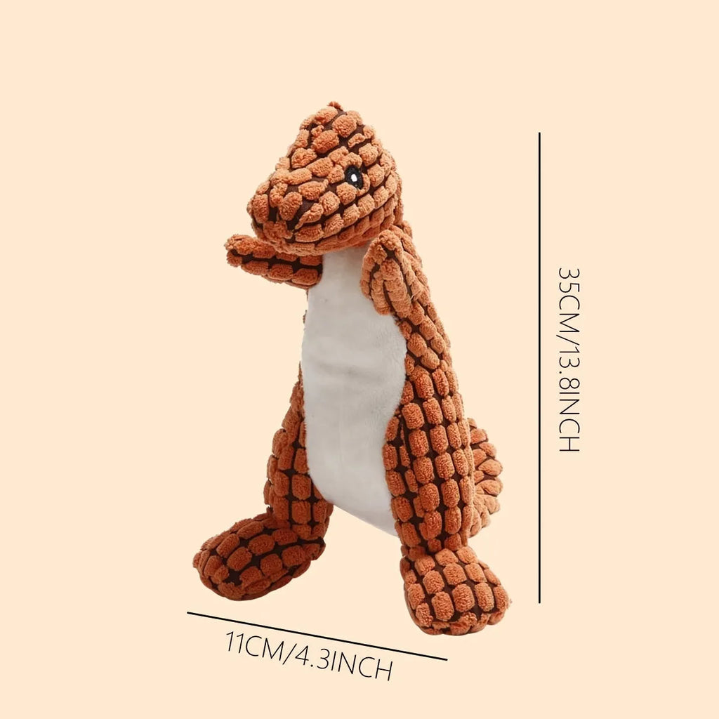Grey, green, and orange durable rubber dog toy with sound feature for chewing and training.
