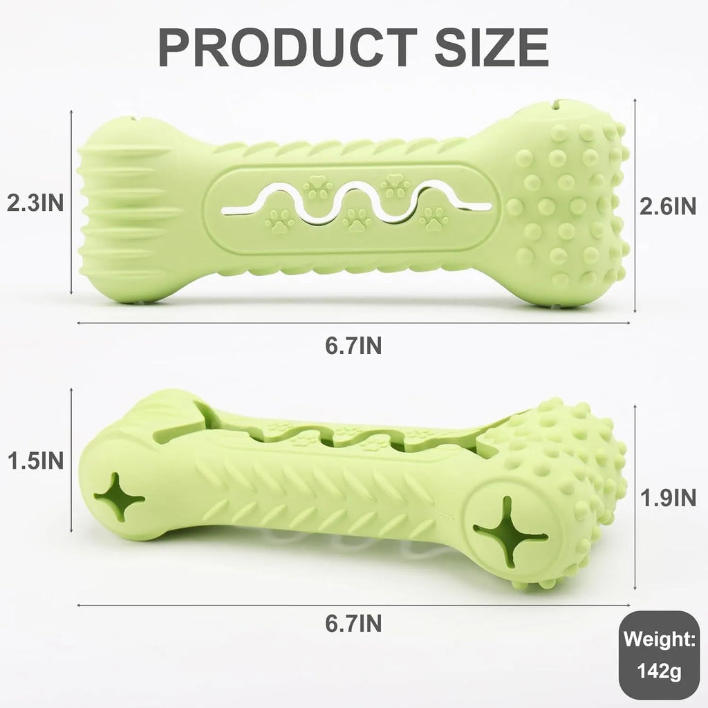 Blue natural rubber bone-shaped dog chew toy for aggressive chewers with textured surface