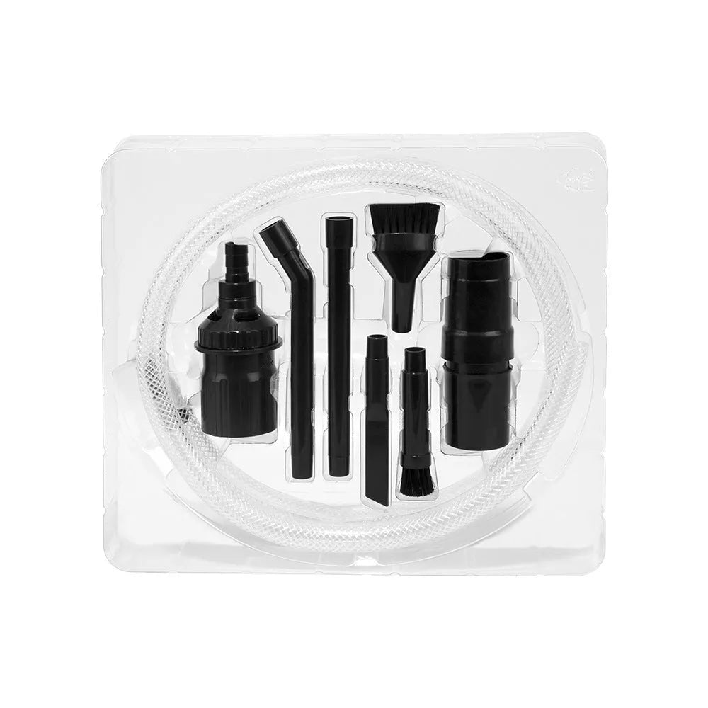 Eight-piece set of small vacuum cleaner suction heads for detailed dust collection.