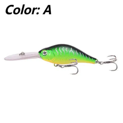 Deep diving long tongue mino fishing lure measuring 10.5cm with extended bill design
