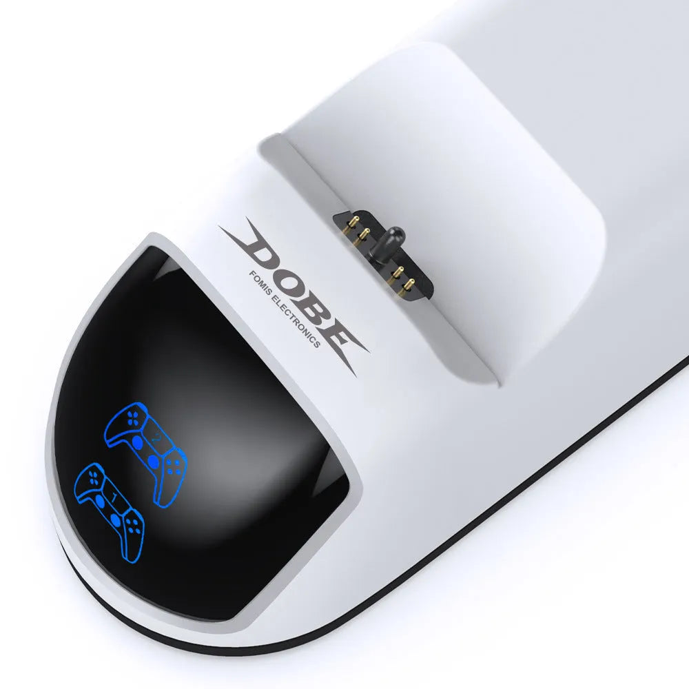 Type-C USB contact charger with LED breathing light and handle, shown in green and blue illuminated versions.