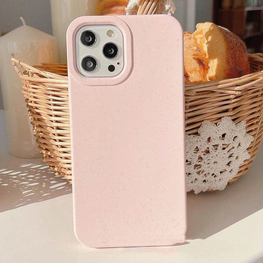 Fully degradable wheat straw phone case for Apple iPhone 14 Pro Max in black, blue, pink and white colours