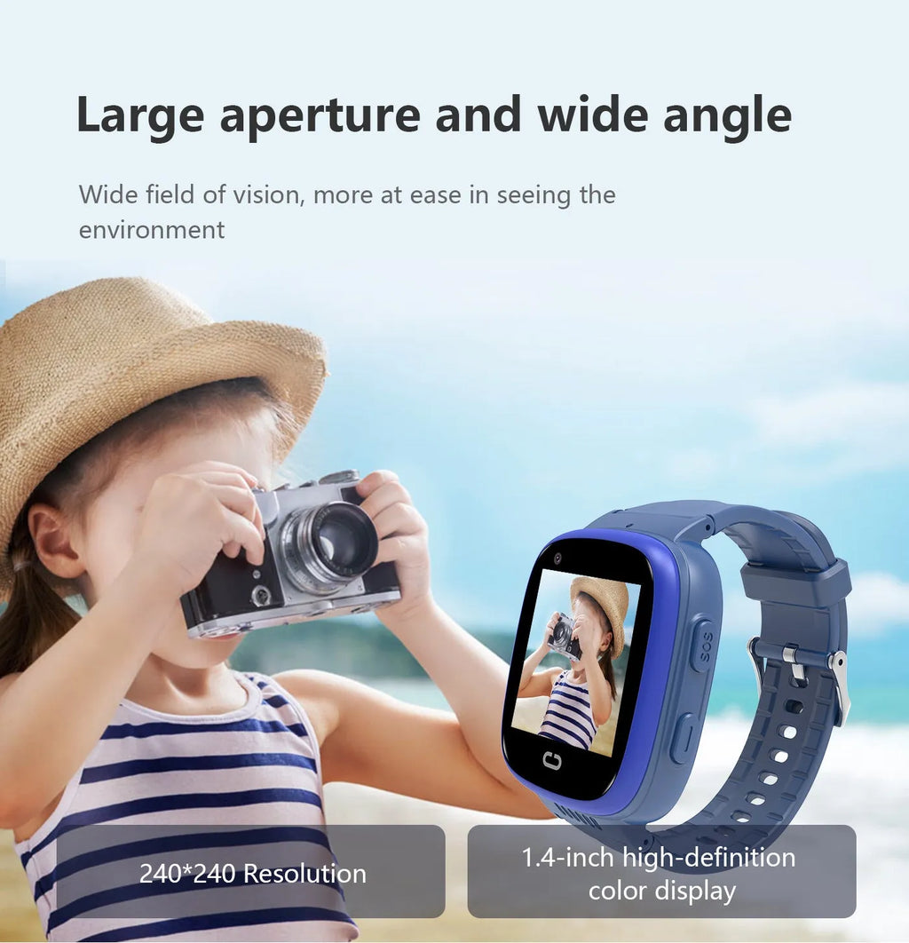 LT08 Netcom video children's phone watch in pink, waterproof with camera and mobile positioning