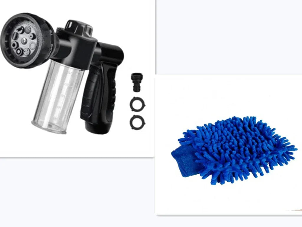 Green high-pressure foam spray gun with adjustable nozzle for car washing and garden watering
