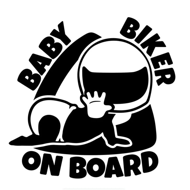 Reflective BABY ON BOARD car sticker measuring 14.5cm by 15cm in black colour option