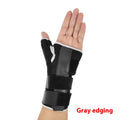 Carbon fiber sports wrist guard with thumb strap stabilisation in black with grey edging