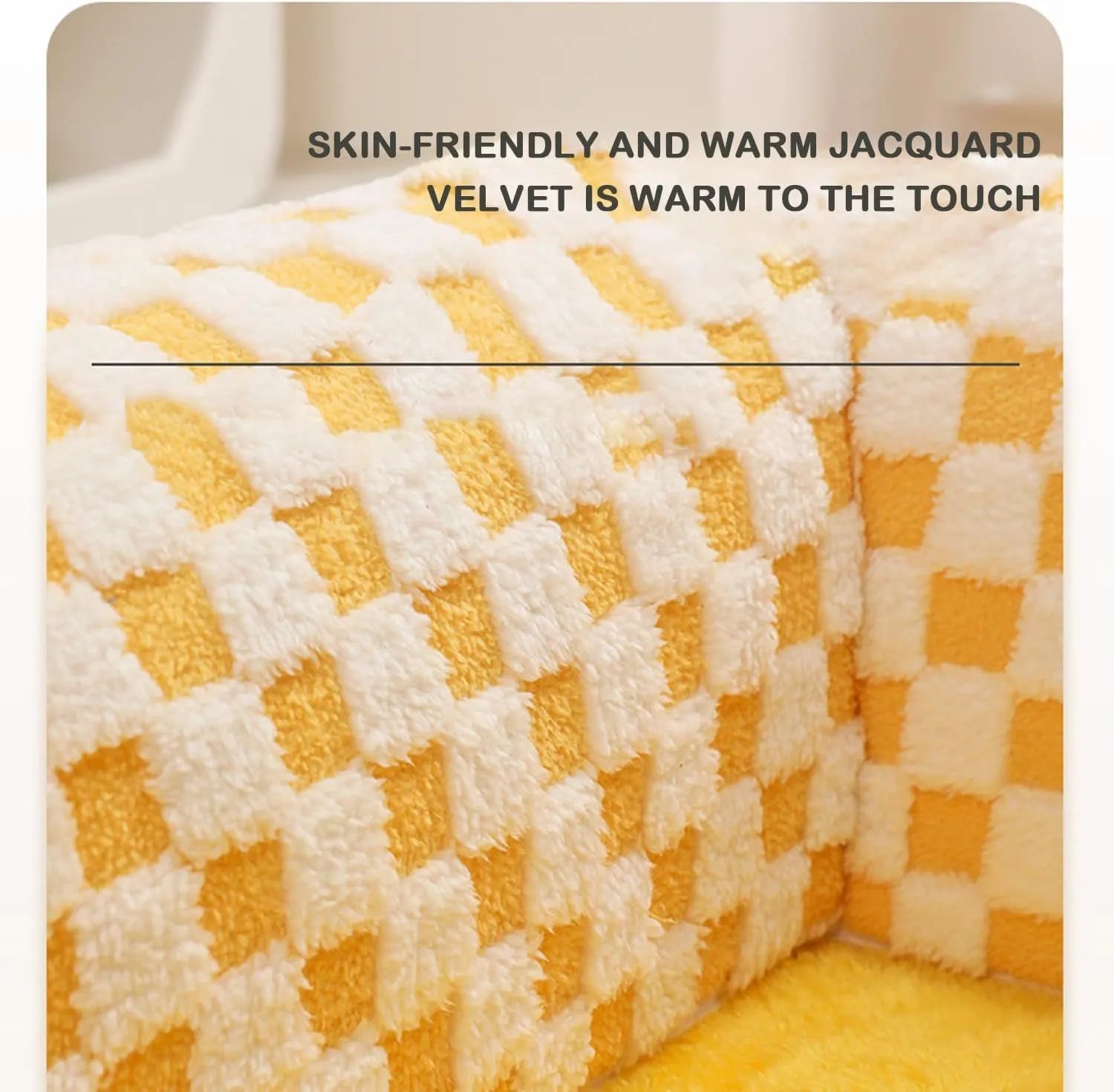 Coffee coloured plush fan-shaped pet bed with attached tunnel, showing anti-slip base.