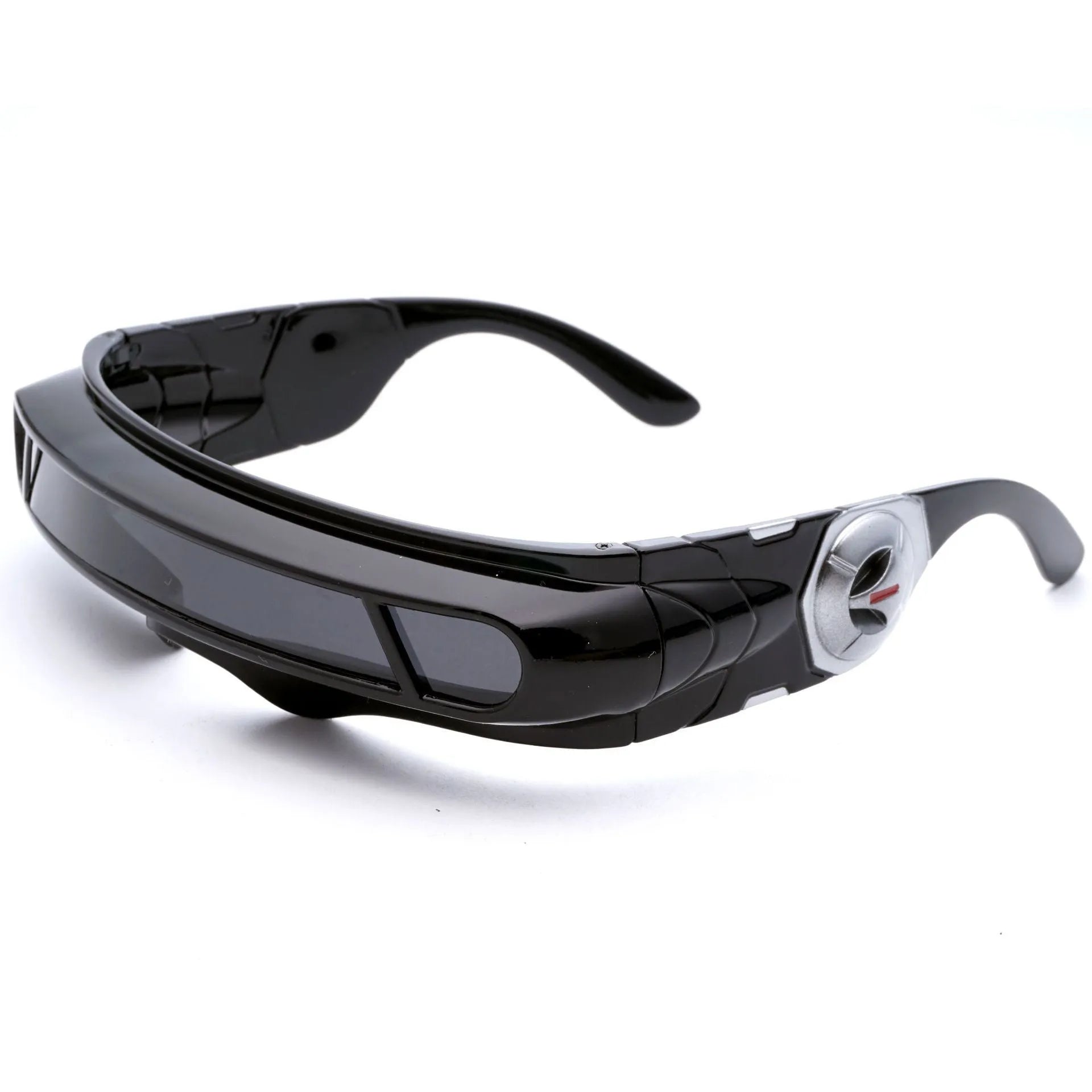 Polarised sports sunglasses with a black full-rim PC frame and choice of grey, red, or blue mirror lenses.