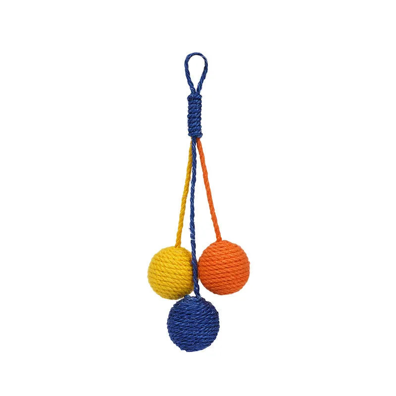 Blue, green, and multi-colour cat toy set with a teaser stick, catnip balls, and a wand.