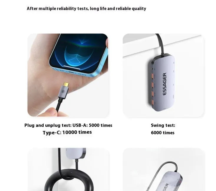 11-in-1 USB-C expansion docking station with Gigabit Ethernet port and a 20cm attached cable.