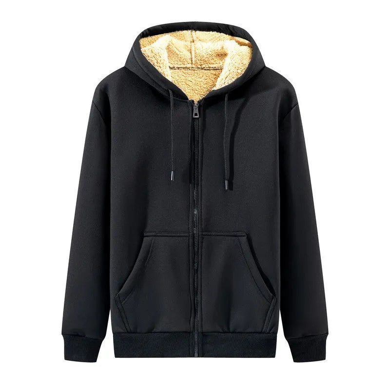 Men's autumn winter loose hooded sweater in grey, 80% polyester long sleeve pullover