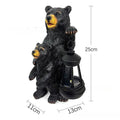 Resin black bear mother and child lantern ornament with light component for indoor display