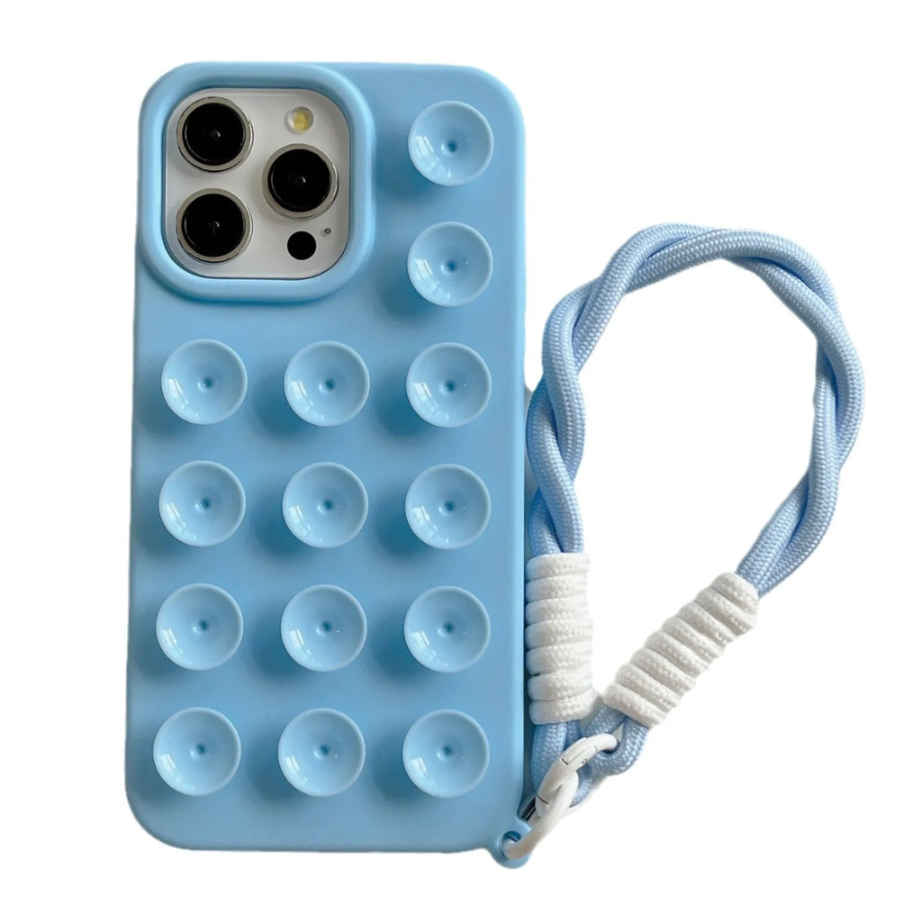 Silicone phone case with suction cup lanyard in RW Black Shell for iPhone models