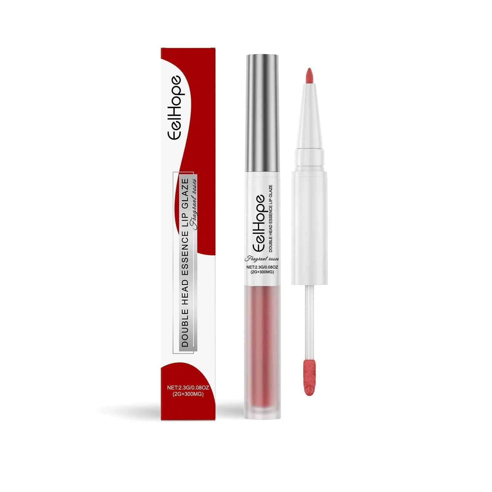 Double-headed lip liner and lip lacquer pen with three matte colour options
