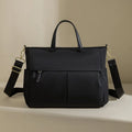 Women's urban simplicity style Oxford cloth laptop briefcase in elegant black with contrast stitching.