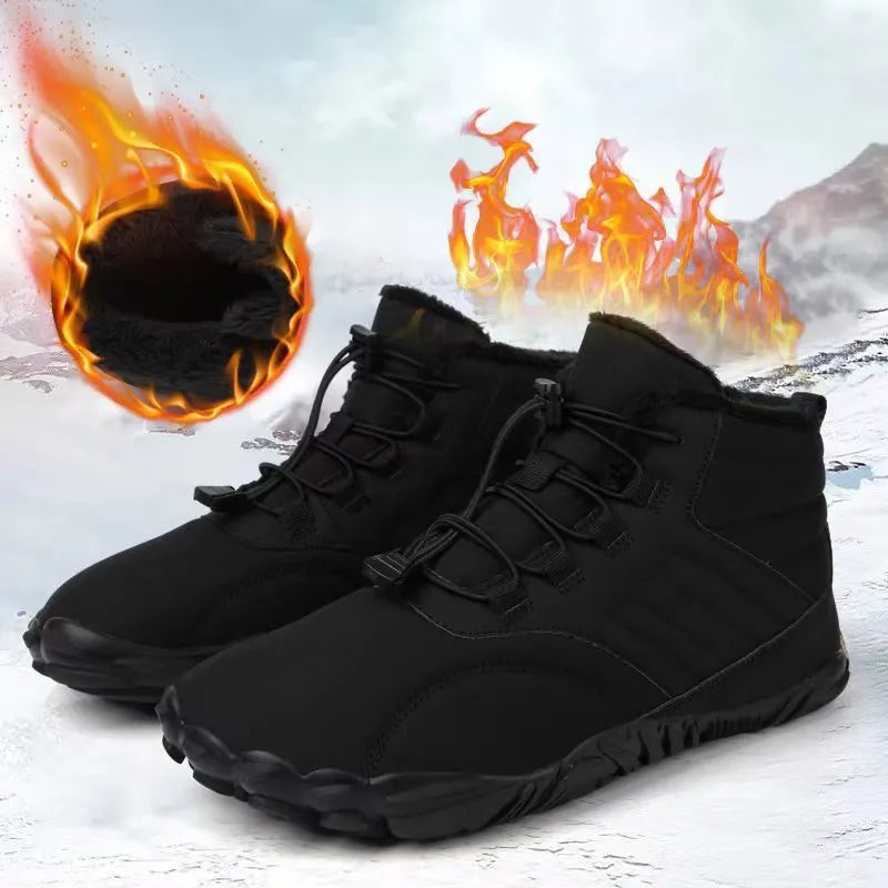 Outdoor sports cotton shoes winter warm slip-on boots Oxford cloth non-slip rubber outsole artificial plush lining colours black blue gray