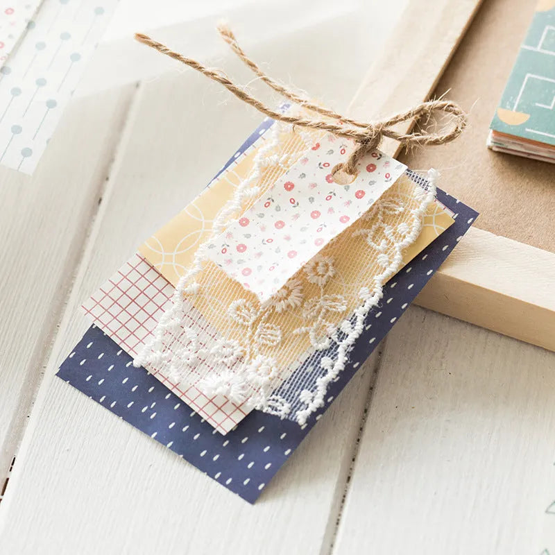 Fifty sheets of dessert-themed retro collage note paper in ten colours including strawberry and blueberry.