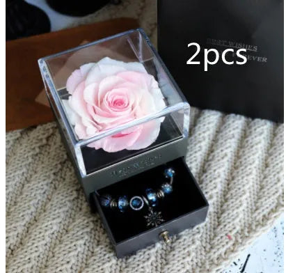 Eternal flower rose jewellery box decorative display gift packaging 8.5 cm