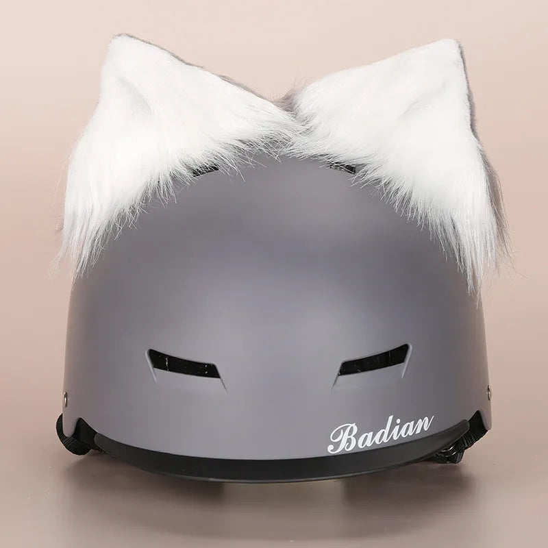 A soft plush cartoon character helmet cover for ears, shown in M size.