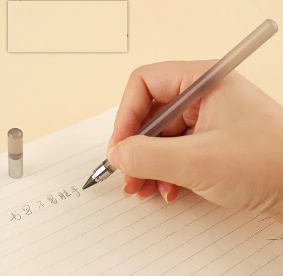 Transparent acrylic mechanical pencil with alloy tip showing coloured lead inside