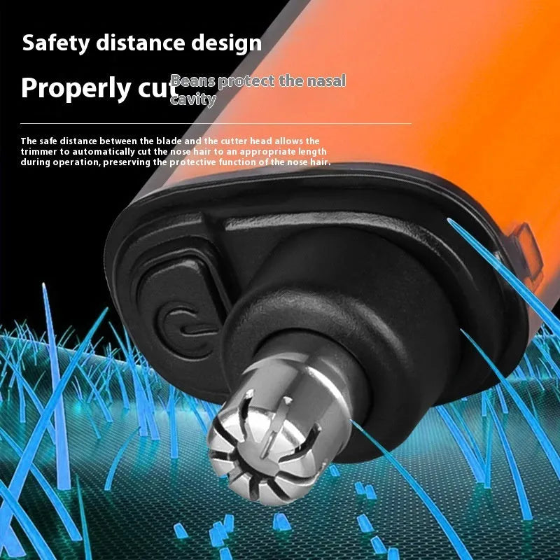 Rechargeable nose hair cleaner with digital display, removable cutter head, cleaning brush and charger