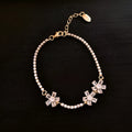 Women's gold geometric bracelet with zircon inlay on copper, quadrilateral design