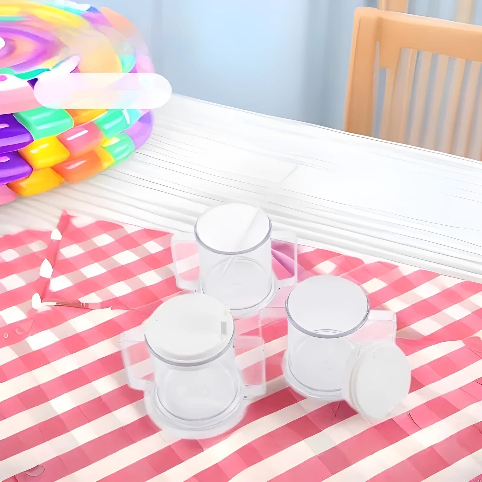 Transparent spill-proof lightweight drinking cup with modern minimalist design