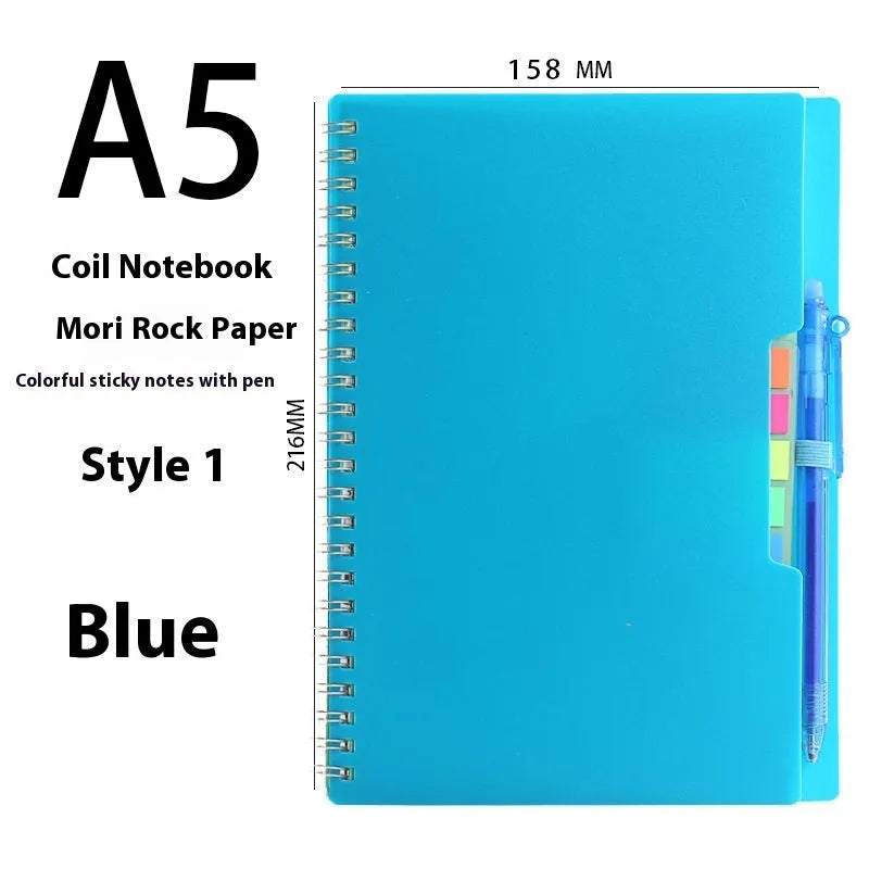 Erasable coil-bound notebook with stone paper pages showing black cover variant