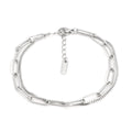 Double layer titanium steel bracelet with geometric line design in gold or silver colour