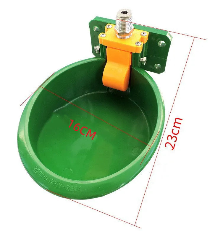 Green plastic automatic drinking bowl for sheep farm hydration system