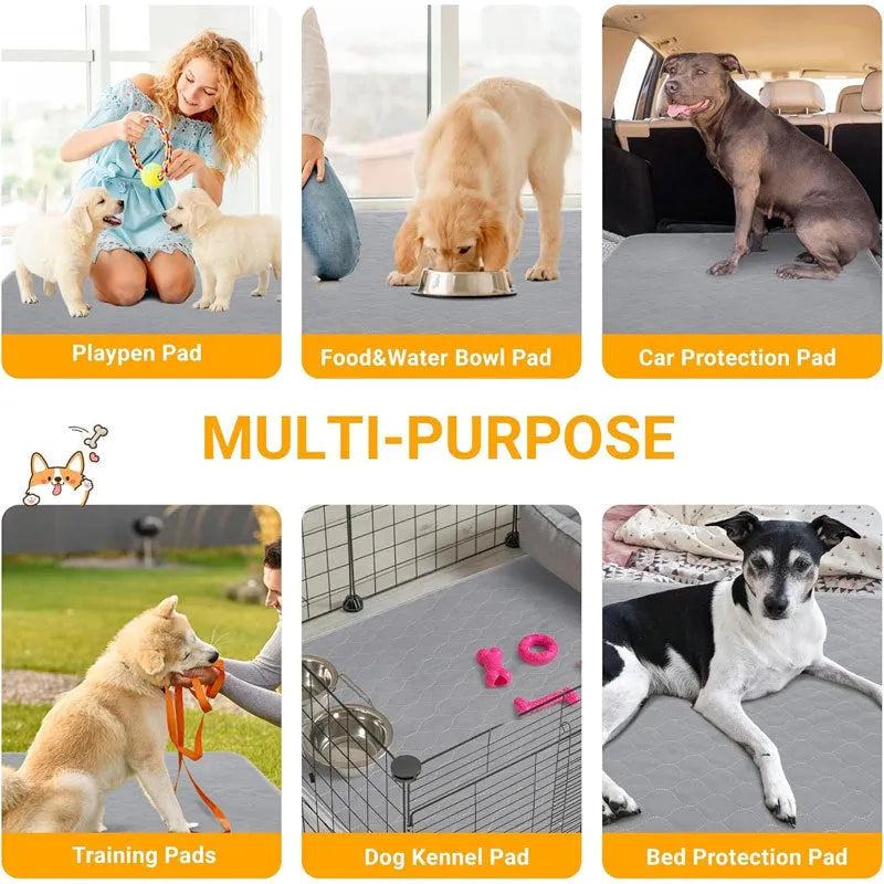 Pet Parents washable dog pee pad in a neutral grey colour, shown folded and unfolded.