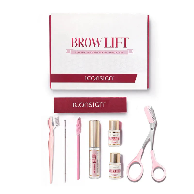 Pink eyebrow scald suit keratosis removal set with perm solution components for eyebrow styling
