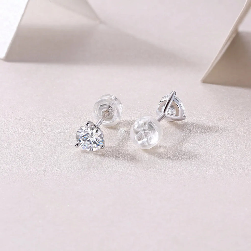 Frozen Frame 0.5-carat moissanite stud earrings in S925 silver platinum-plated gold colour gift box