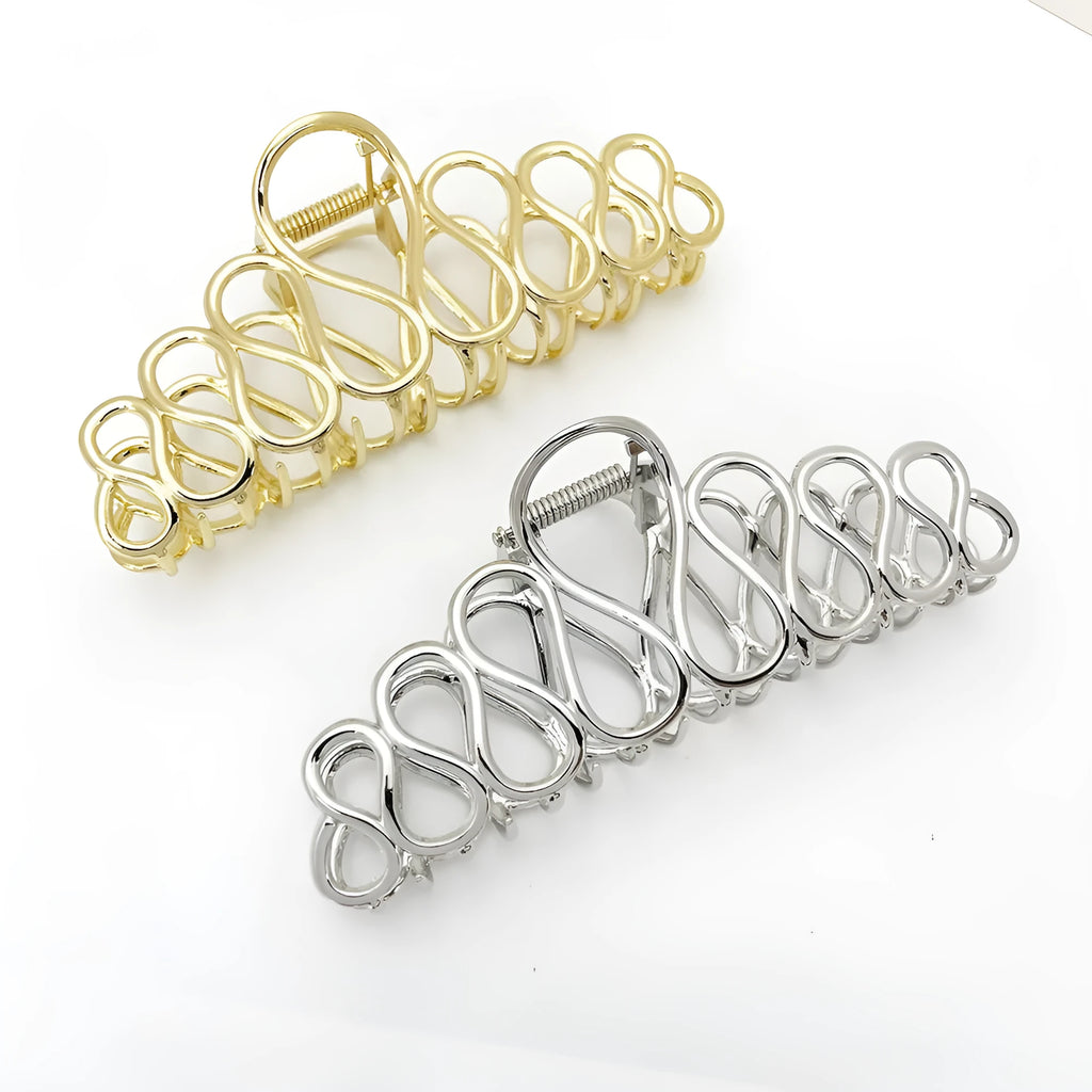 Gold or silver large alloy hair clip with tassel detail for women's updos