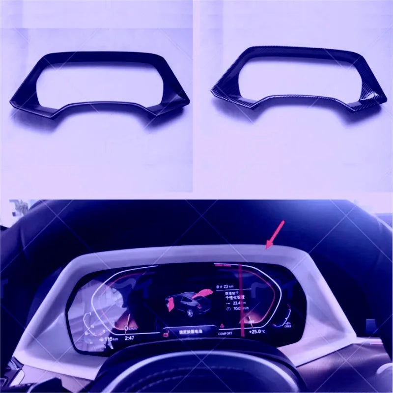 Dashboard decorative frame for BMW X5L in carbon fibre and peach wood finishes